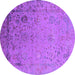 Round Machine Washable Oriental Purple Industrial Area Rugs, wshurb2512pur