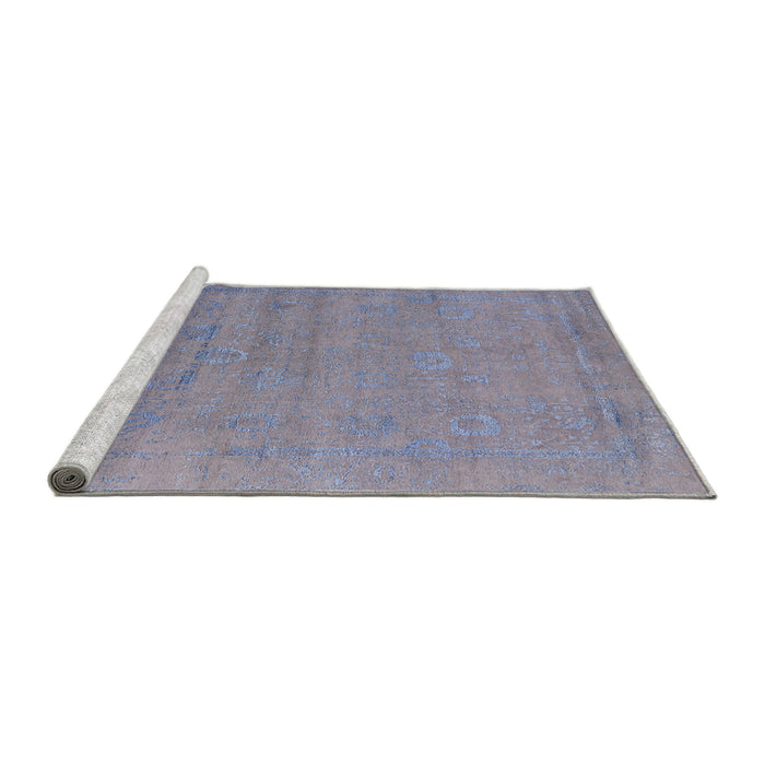 Sideview of Machine Washable Industrial Modern Slate Blue Grey Blue Rug, wshurb2513