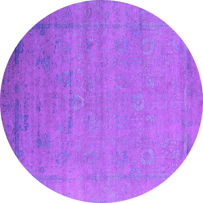 Round Machine Washable Oriental Purple Industrial Area Rugs, wshurb2513pur
