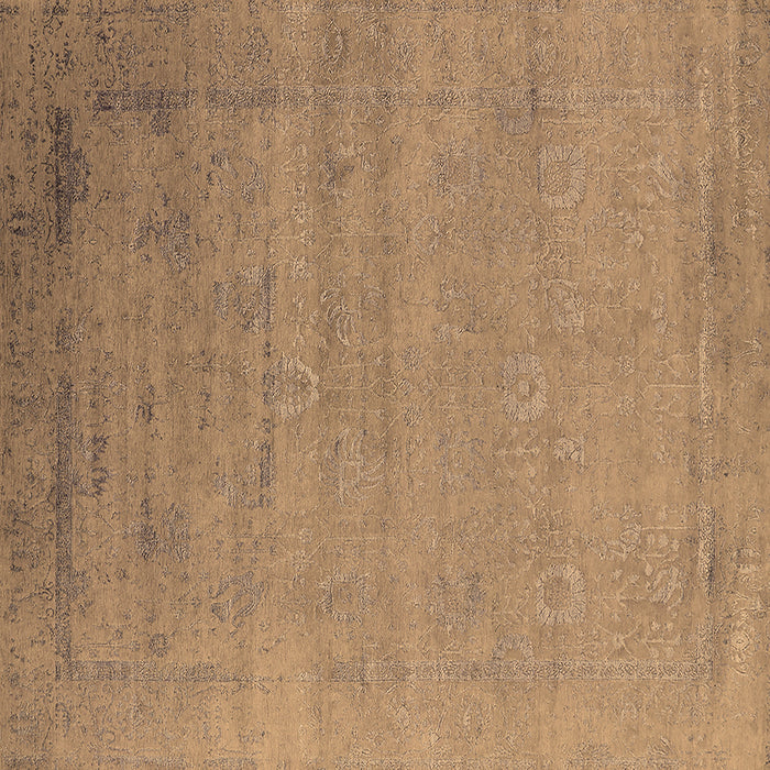 Square Machine Washable Oriental Brown Industrial Rug, wshurb2513brn