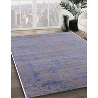 Mid-Century Modern Slate Blue Grey Oriental Rug, urb2513