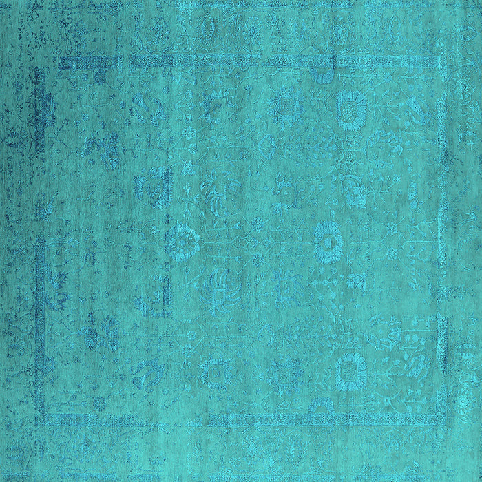 Square Oriental Turquoise Industrial Rug, urb2513turq