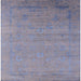 Square Machine Washable Industrial Modern Slate Blue Grey Blue Rug, wshurb2513