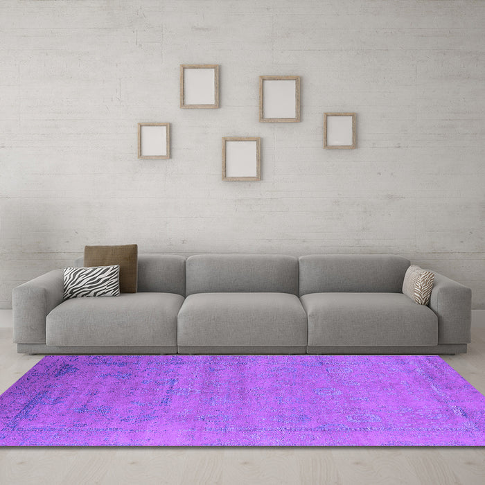 Machine Washable Oriental Purple Industrial Area Rugs in a Living Room, wshurb2513pur