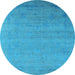 Round Oriental Light Blue Industrial Rug, urb2513lblu