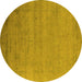 Round Oriental Yellow Industrial Rug, urb2513yw