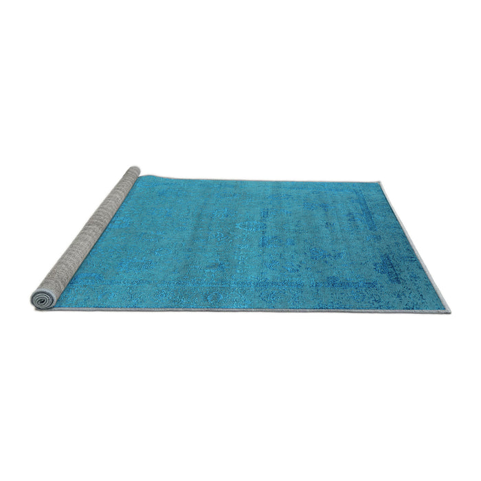 Sideview of Machine Washable Oriental Light Blue Industrial Rug, wshurb2513lblu