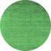 Round Oriental Emerald Green Industrial Rug, urb2513emgrn