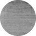 Round Machine Washable Oriental Gray Industrial Rug, wshurb2513gry