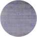 Round Machine Washable Industrial Modern Slate Blue Grey Blue Rug, wshurb2513