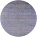 Round Mid-Century Modern Slate Blue Grey Oriental Rug, urb2513