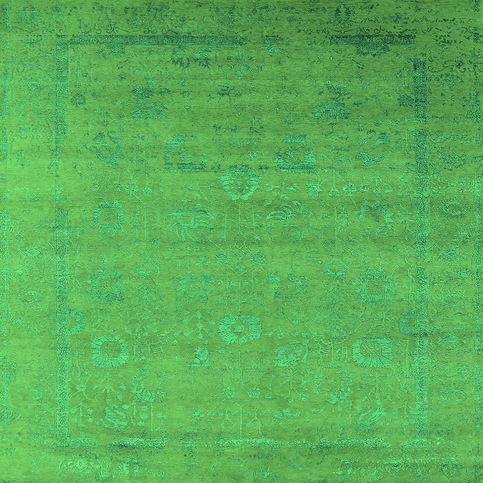 Square Machine Washable Oriental Green Industrial Area Rugs, wshurb2513grn