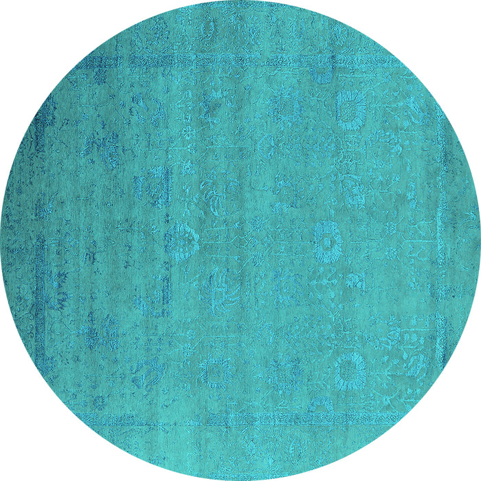 Round Oriental Turquoise Industrial Rug, urb2513turq