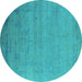 Round Oriental Turquoise Industrial Rug, urb2513turq