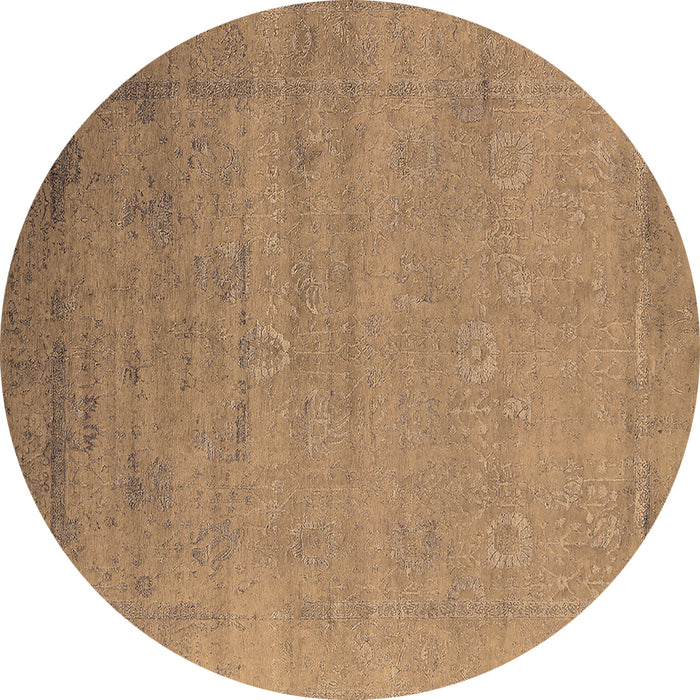 Round Oriental Brown Industrial Rug, urb2513brn