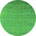 Round Oriental Green Industrial Rug, urb2513grn