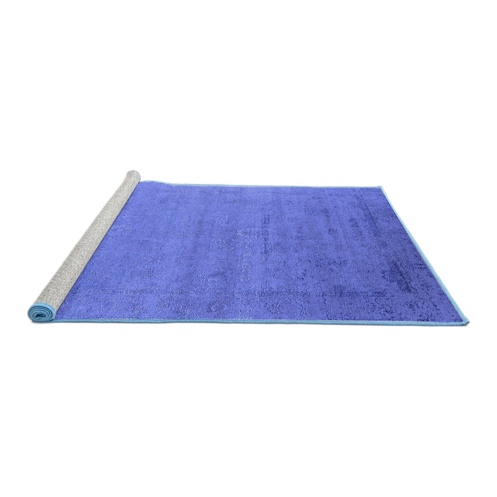Sideview of Machine Washable Oriental Blue Industrial Rug, wshurb2513blu