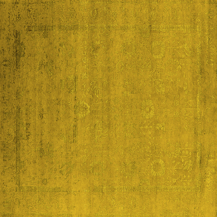 Square Machine Washable Oriental Yellow Industrial Rug, wshurb2513yw