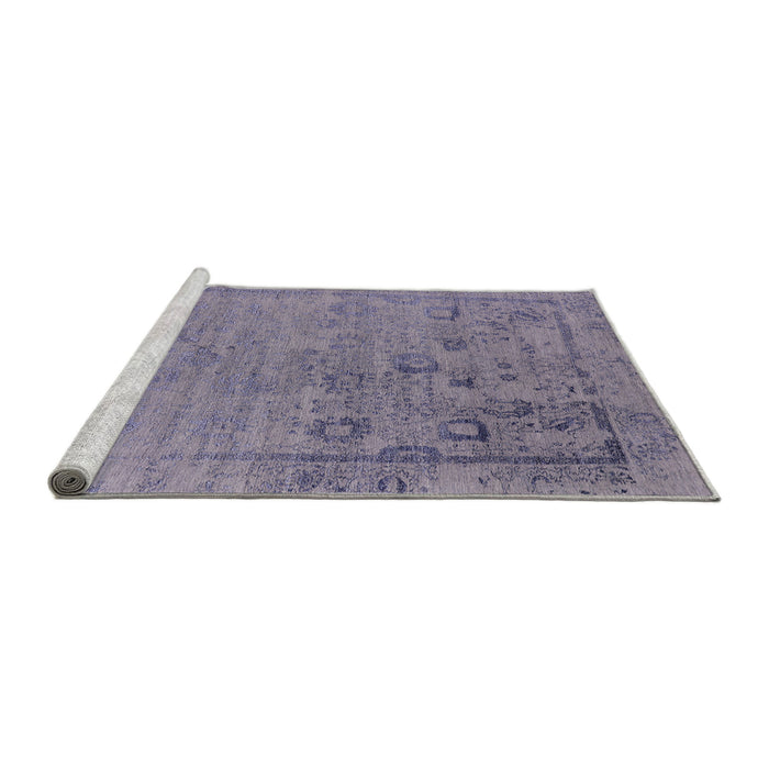 Sideview of Machine Washable Industrial Modern Slate Blue Grey Blue Rug, wshurb2514
