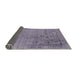 Sideview of Mid-Century Modern Slate Blue Grey Oriental Rug, urb2514