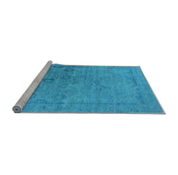 Sideview of Machine Washable Oriental Light Blue Industrial Rug, wshurb2514lblu