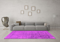 Machine Washable Oriental Pink Industrial Rug in a Living Room, wshurb2514pnk