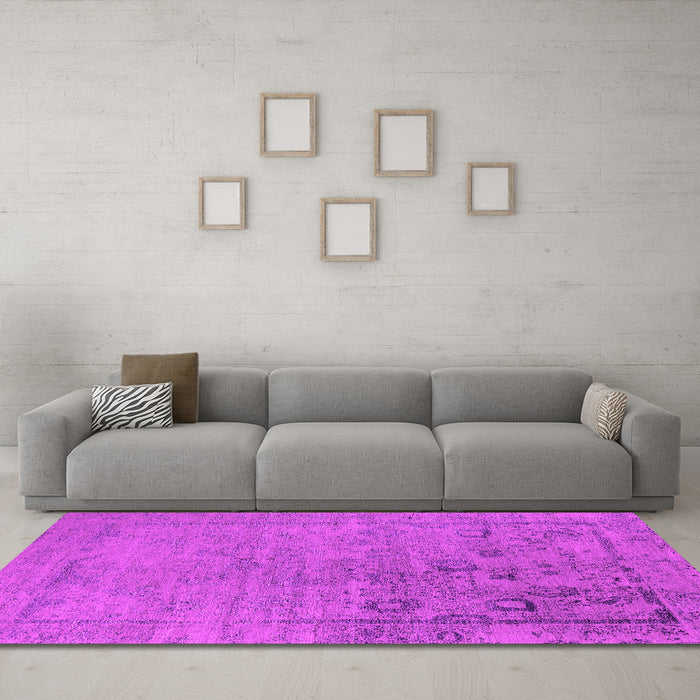 Machine Washable Oriental Pink Industrial Rug in a Living Room, wshurb2514pnk