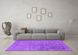 Machine Washable Oriental Purple Industrial Area Rugs in a Living Room, wshurb2514pur