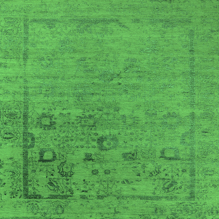 Square Machine Washable Oriental Green Industrial Area Rugs, wshurb2514grn