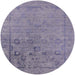 Round Mid-Century Modern Slate Blue Grey Oriental Rug, urb2514