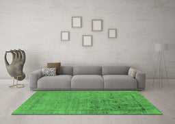 Machine Washable Oriental Green Industrial Area Rugs in a Living Room,, wshurb2514grn