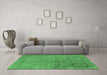 Machine Washable Oriental Emerald Green Industrial Area Rugs in a Living Room,, wshurb2514emgrn