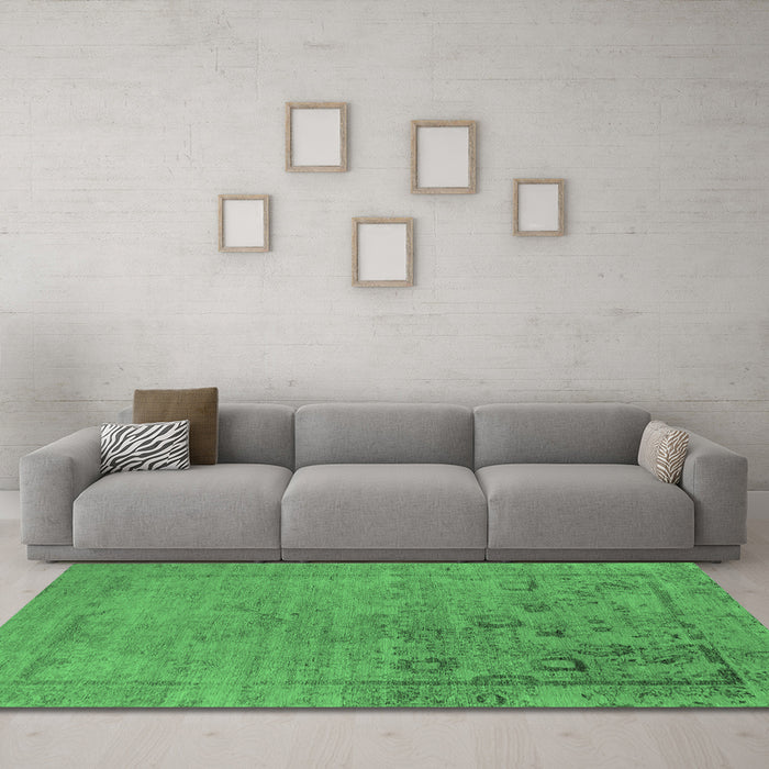 Machine Washable Oriental Emerald Green Industrial Area Rugs in a Living Room,, wshurb2514emgrn