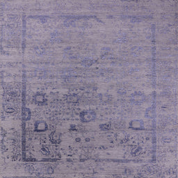 Square Machine Washable Industrial Modern Slate Blue Grey Blue Rug, wshurb2514