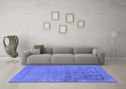 Machine Washable Oriental Blue Industrial Rug in a Living Room, wshurb2514blu