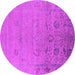 Round Machine Washable Oriental Pink Industrial Rug, wshurb2515pnk