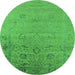 Round Oriental Green Industrial Rug, urb2515grn