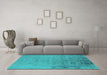 Machine Washable Oriental Turquoise Industrial Area Rugs in a Living Room,, wshurb2515turq