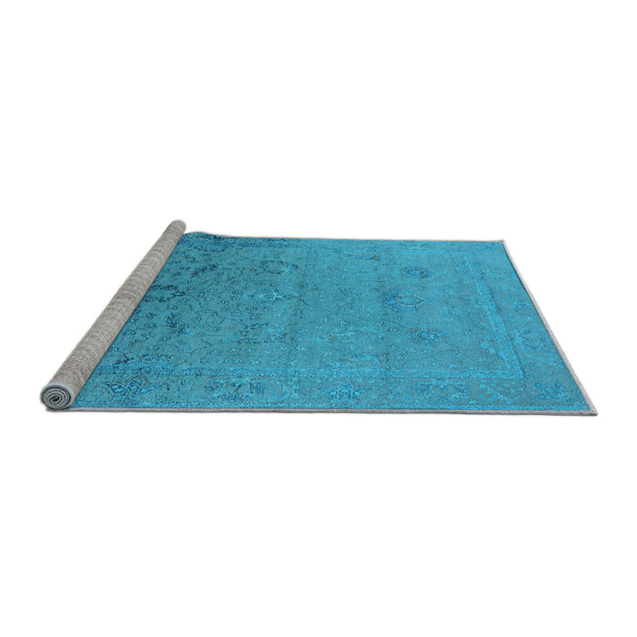 Sideview of Machine Washable Oriental Light Blue Industrial Rug, wshurb2515lblu