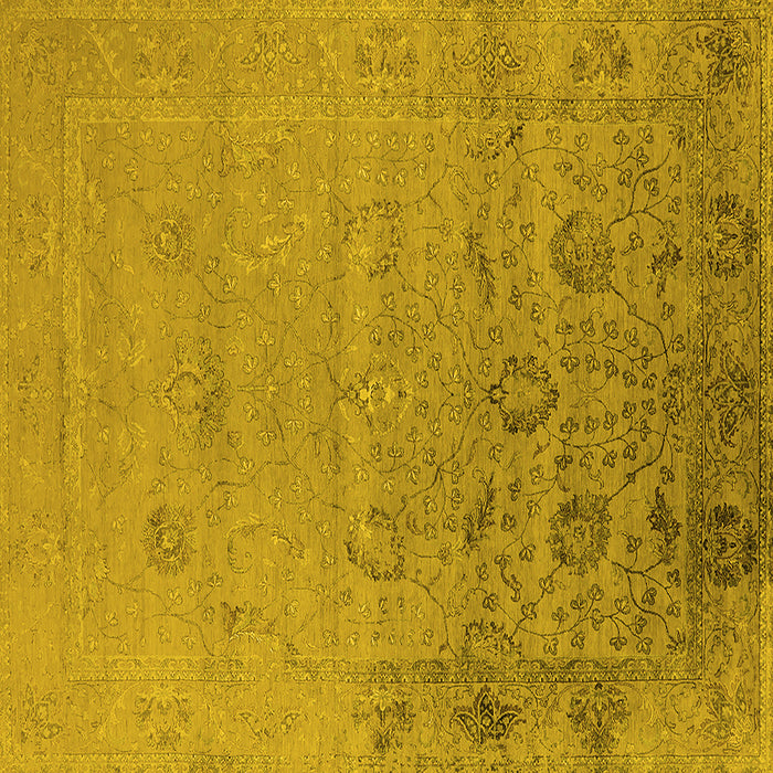 Square Machine Washable Oriental Yellow Industrial Rug, wshurb2515yw