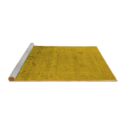 Sideview of Machine Washable Oriental Yellow Industrial Rug, wshurb2515yw