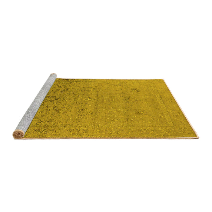 Sideview of Machine Washable Oriental Yellow Industrial Rug, wshurb2515yw