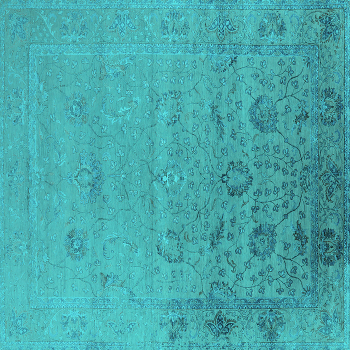 Square Oriental Turquoise Industrial Rug, urb2515turq