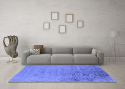 Machine Washable Oriental Blue Industrial Rug in a Living Room, wshurb2515blu