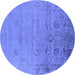 Round Oriental Blue Industrial Rug, urb2515blu