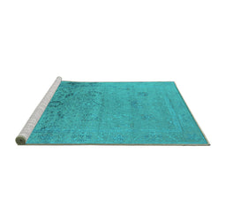 Sideview of Machine Washable Oriental Turquoise Industrial Area Rugs, wshurb2515turq