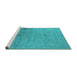 Sideview of Machine Washable Oriental Turquoise Industrial Area Rugs, wshurb2515turq