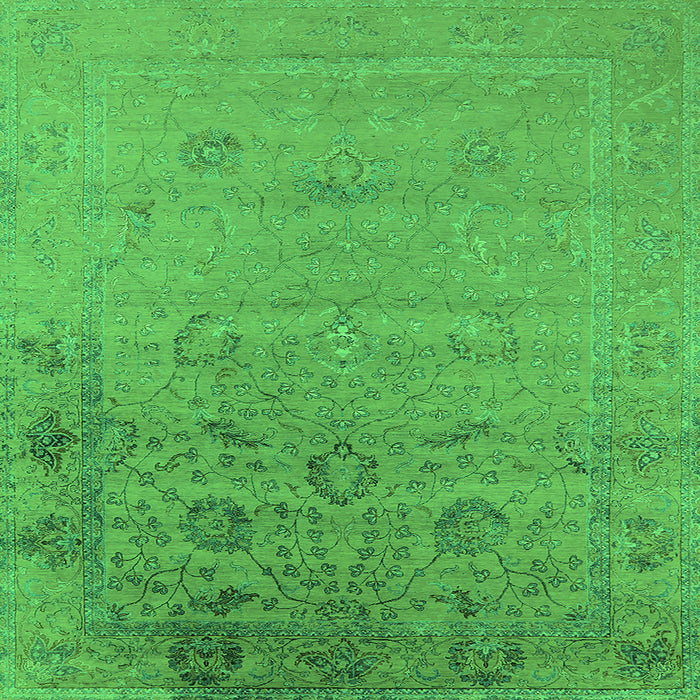 Square Machine Washable Oriental Green Industrial Area Rugs, wshurb2515grn