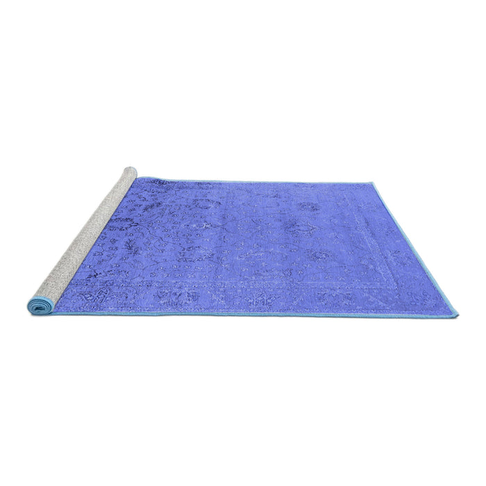 Sideview of Machine Washable Oriental Blue Industrial Rug, wshurb2515blu