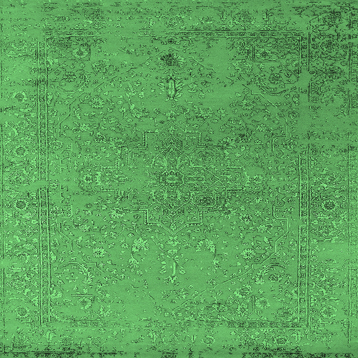 Square Machine Washable Oriental Emerald Green Industrial Area Rugs, wshurb2516emgrn